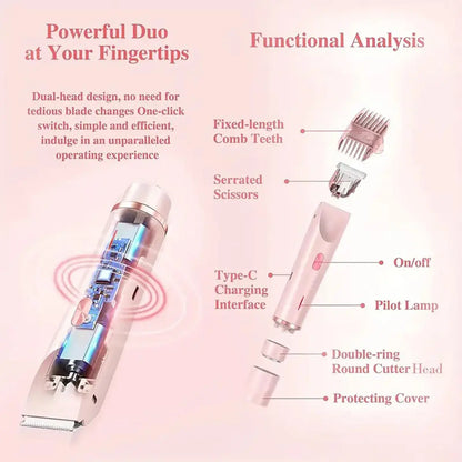 Revolutionary Electric Bikini Trimmer for Women - Rechargeable 2-in-1 Hair Shaver & Razor for Effortless Body and Facial Grooming, Perfect Valentine's Day Gift!